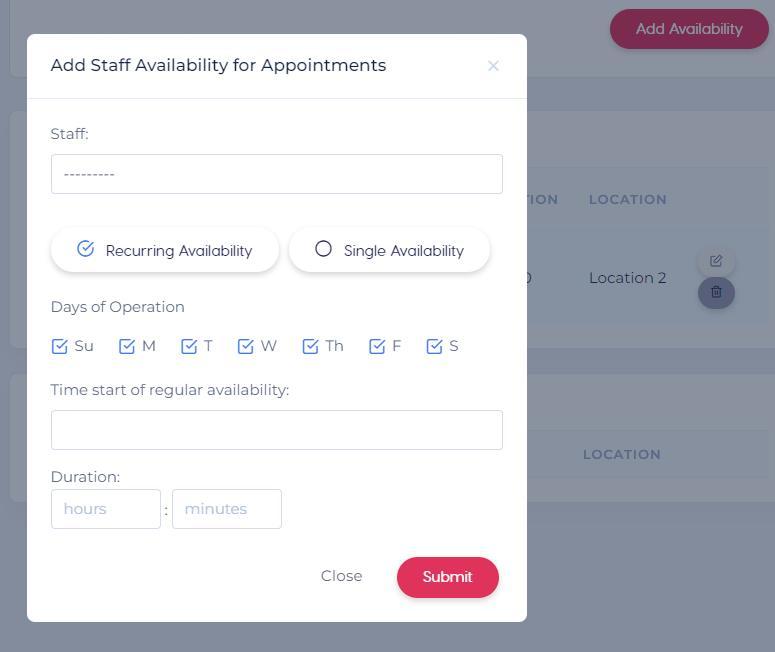 Add staff availability for appointments for your wellness spa