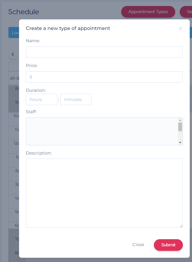 Create a new appointment type for your wellness spa