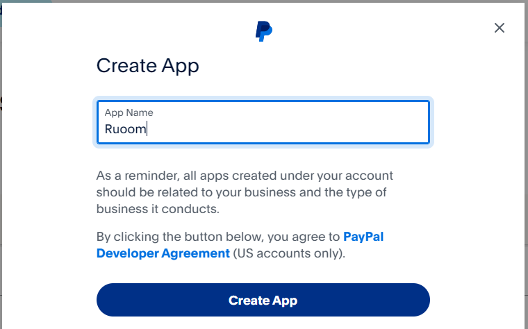 App creation for PayPal